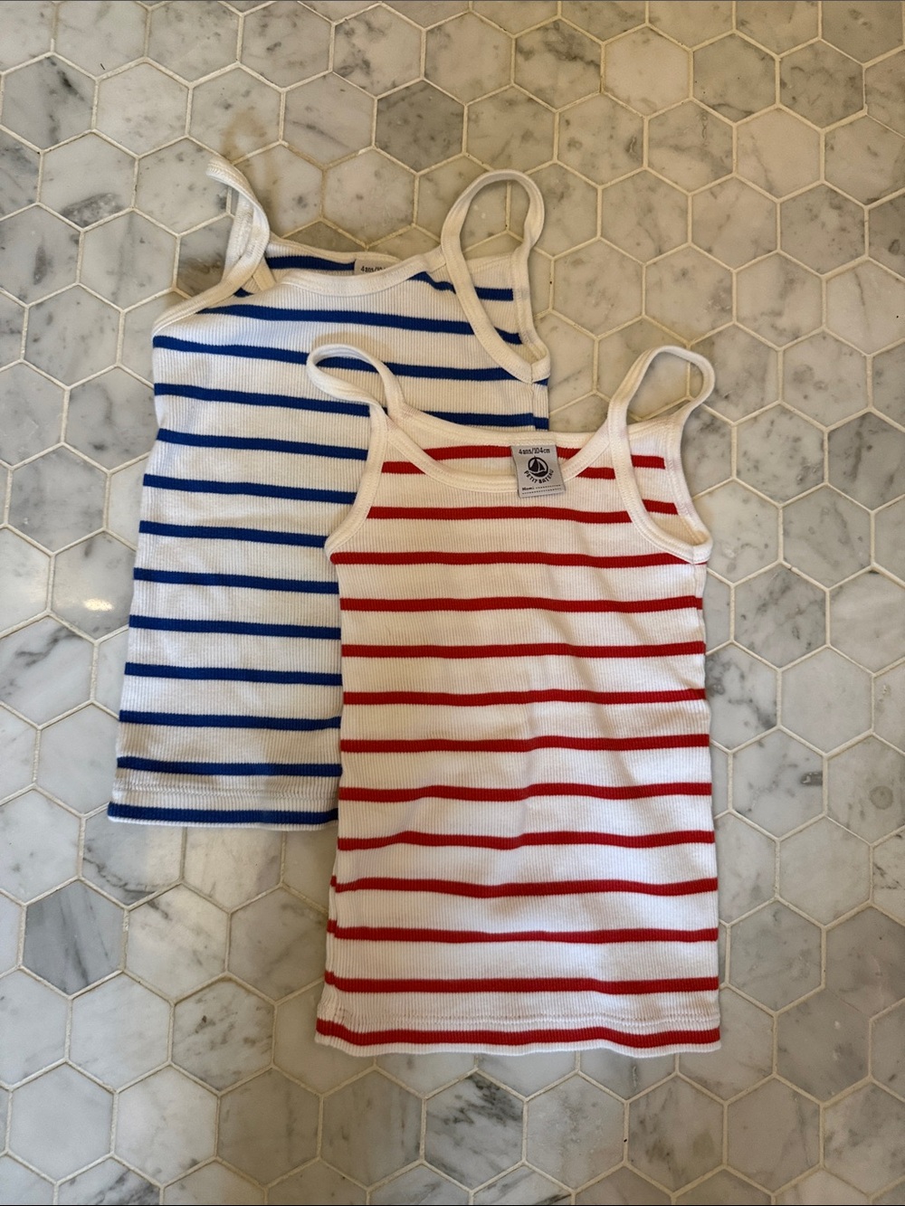 Petit Bateau Striped Tank Top Set - Red & Blue Stripe Kids size 4